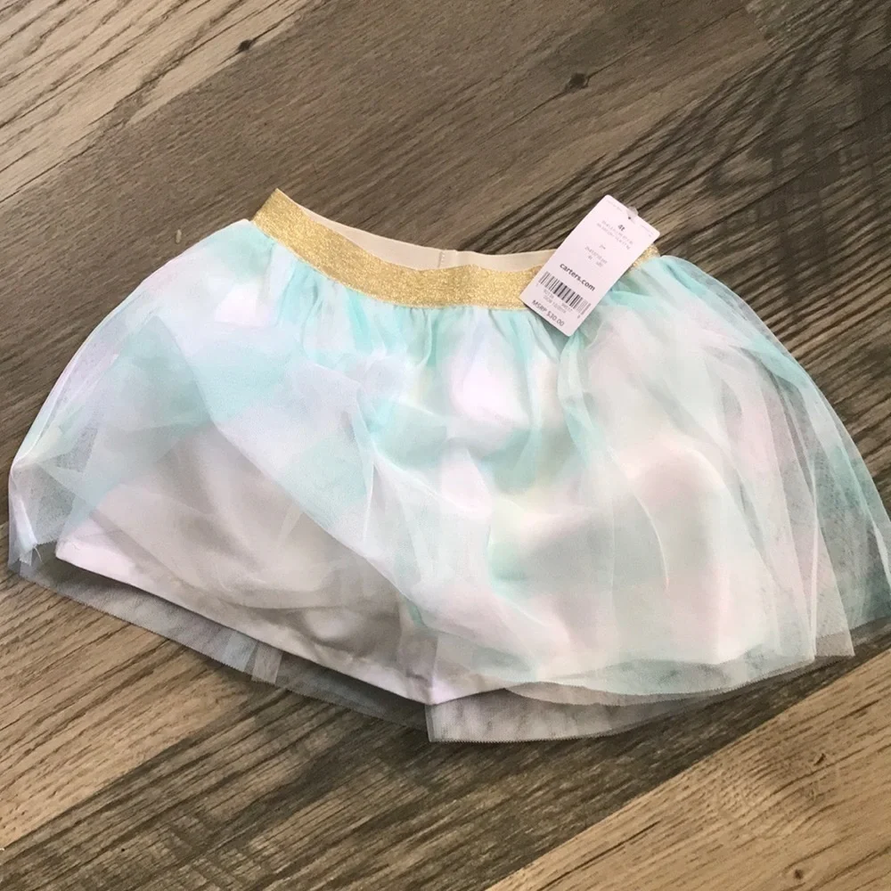 Carter's NWT gingham tutu skirt mint green girls 4T